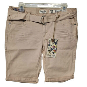 Indigo Rein Womens Belted Shorts 11 Peach Bermuda Sustainable Capsule Resort